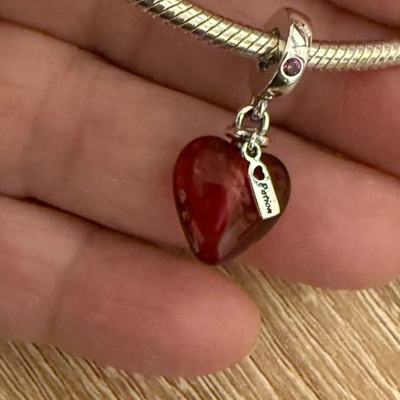 Pandora Silver and Red Heart Charm - Picture 7 of 10